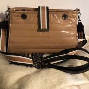 Think Royln Patent Bag in a Neutral Beige w 2 removable straps!